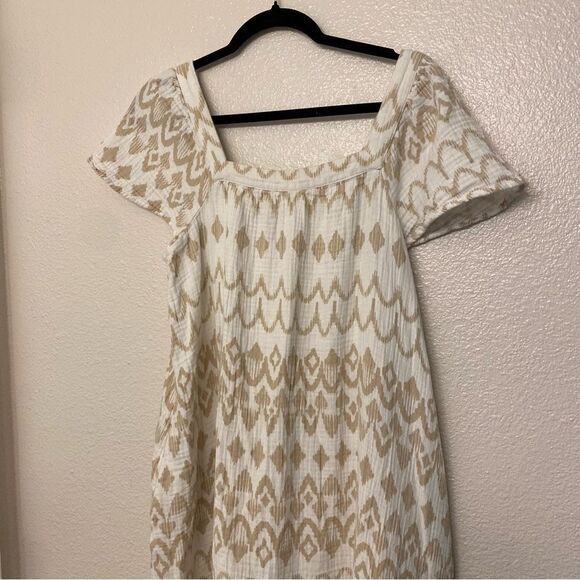 Sonoma Tiered Maxi Dress gauze muslin 100% Cotton Boho square neck oversized M - Picture 2 of 13